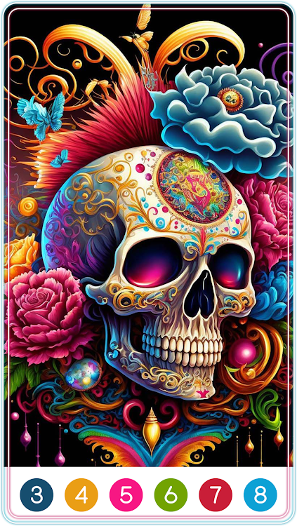 #5. Skull Coloring Book Color Game (Android) By: Color by Number Games