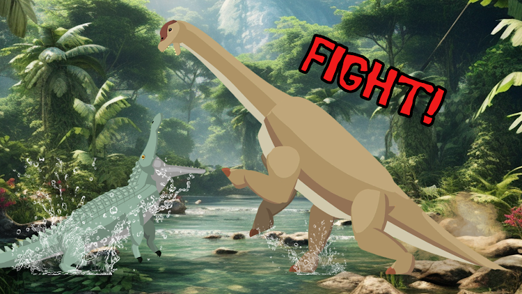 #4. T-Rex Fights Dino - Dominators (Android) By: Dexus Dinosaur