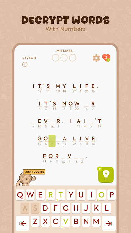 #3. Cryptogram: Number & Word Game (Android) By: Smartronic