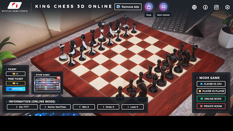 #2. King Chess 3D Online (Android) By: OUTPLAY GAME STUDIO