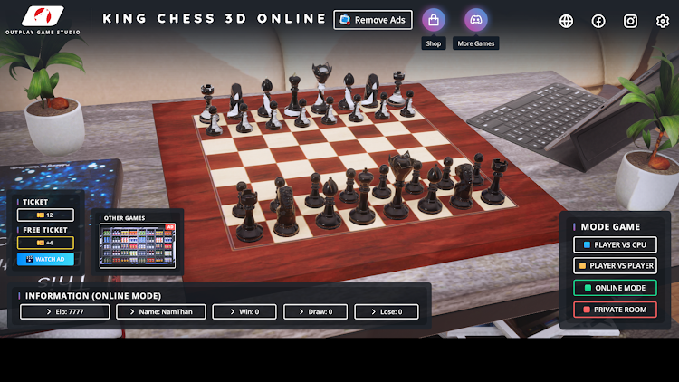 #3. King Chess 3D Online (Android) By: OUTPLAY GAME STUDIO