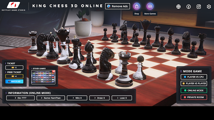 #5. King Chess 3D Online (Android) By: OUTPLAY GAME STUDIO