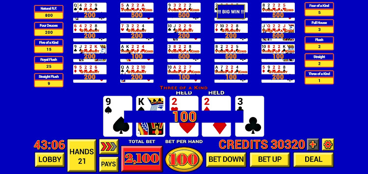 #3. Video Poker Classic Casino (Android) By: 41 Games