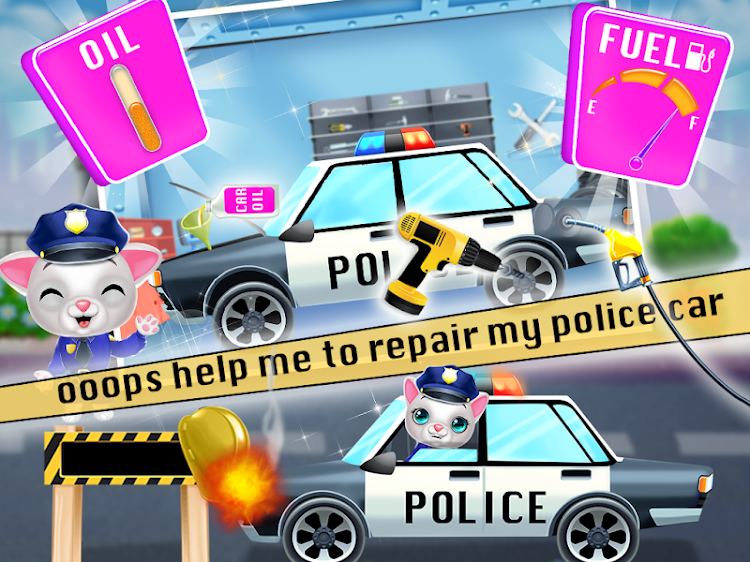 #2. Kitty Cat Police Fun Care (Android) By: Terrific baby games