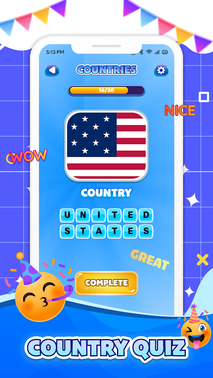 #2. Flag Quiz: Geography Games (Android) By: Double Eight Studio