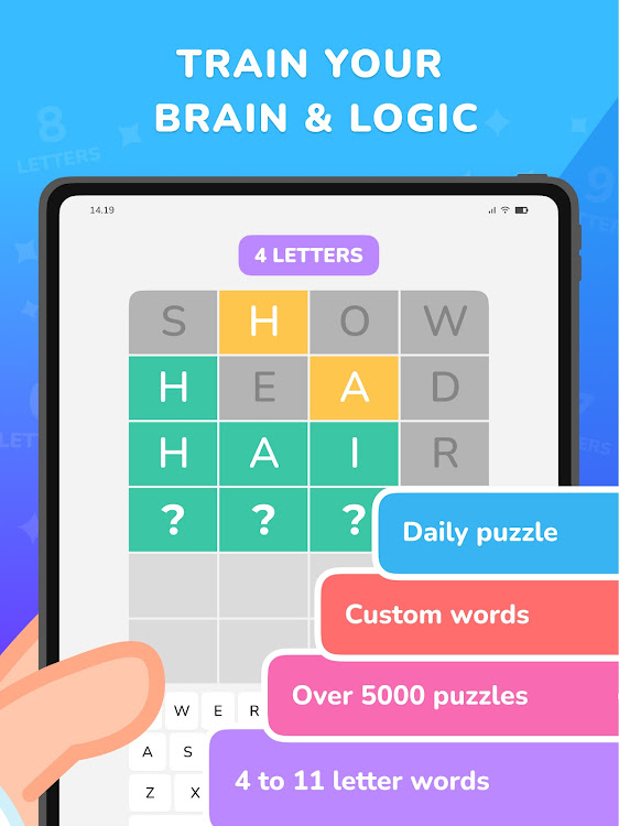 #10. Wordly Yoga: Daily & Unlimited (Android) By: Wordly - check IQ! Word puzzle games