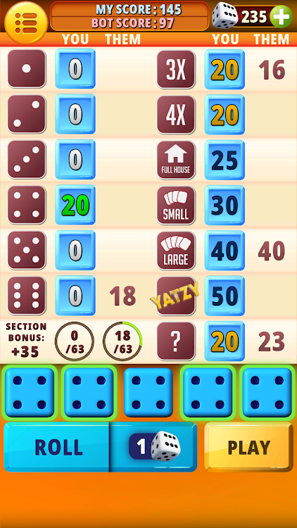 #2. Yatzy Classic - Dice Games (Android) By: Absolute Lucky Pig Games