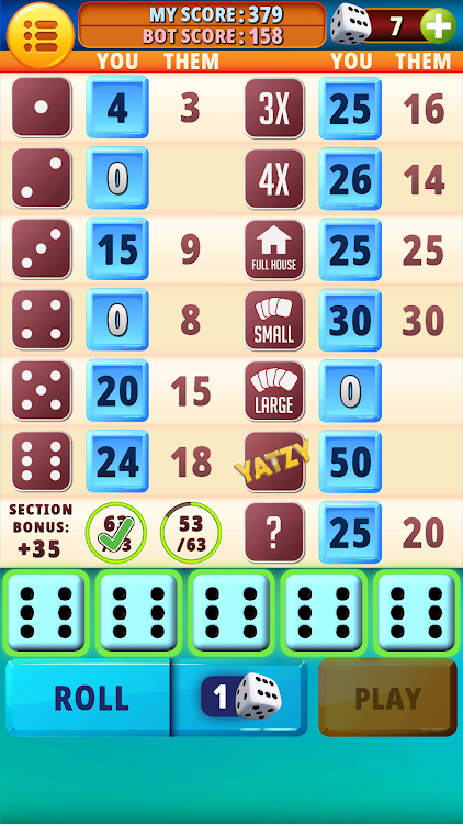 #9. Yatzy Classic - Dice Games (Android) By: Absolute Lucky Pig Games