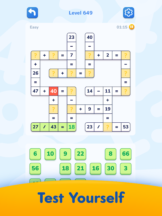 #6. Math Crossword — Number puzzle (Android) By: ZephyrMobile