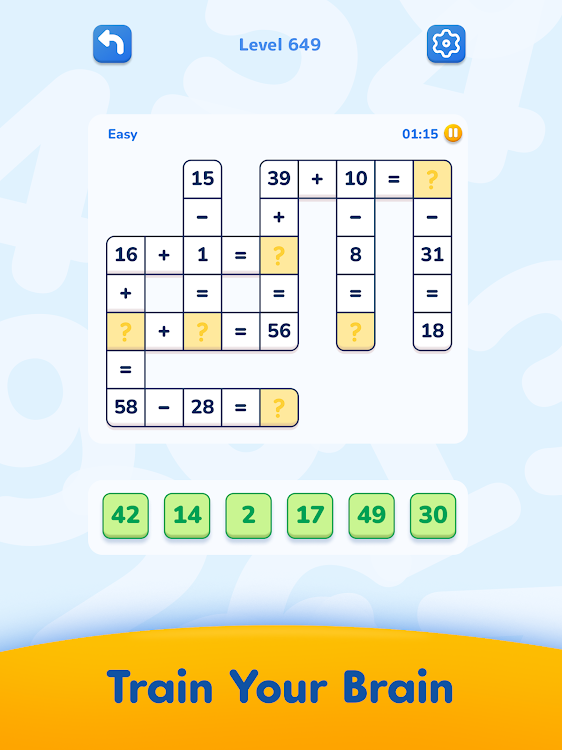 #9. Math Crossword — Number puzzle (Android) By: ZephyrMobile