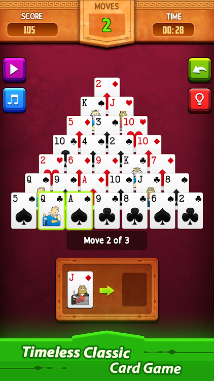 #2. Pyramid Solitaire (Android) By: DroidVeda LLP