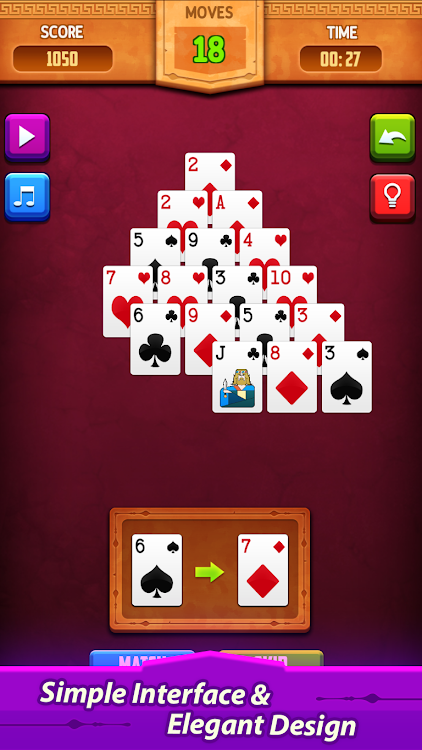 #5. Pyramid Solitaire (Android) By: DroidVeda LLP