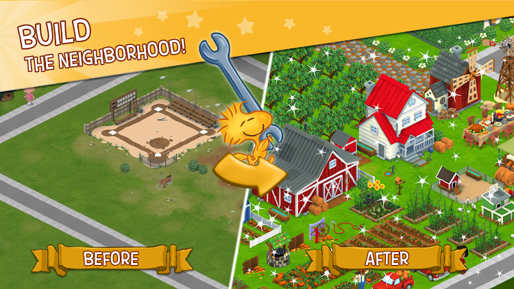 #2. Snoopy's Town Tale CityBuilder (Android) By: PIXOWL INC.