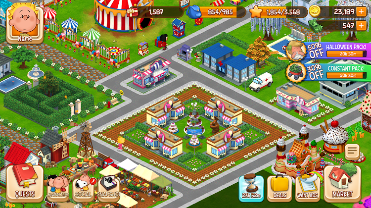 #6. Snoopy's Town Tale CityBuilder (Android) By: PIXOWL INC.