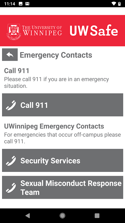 #2. UW Safe (Android) By: The University of Winnipeg