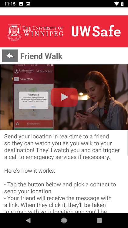 #7. UW Safe (Android) By: The University of Winnipeg