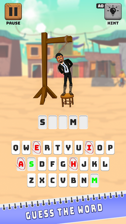 #3. Hangman man Words Puzzle Games (Android) By: evoke