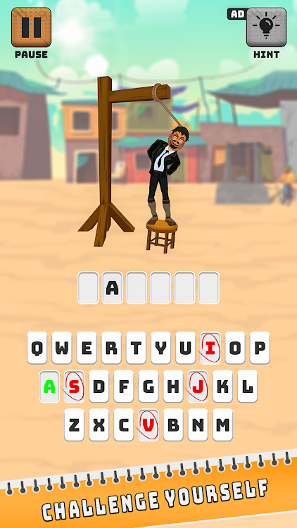 #7. Hangman man Words Puzzle Games (Android) By: evoke