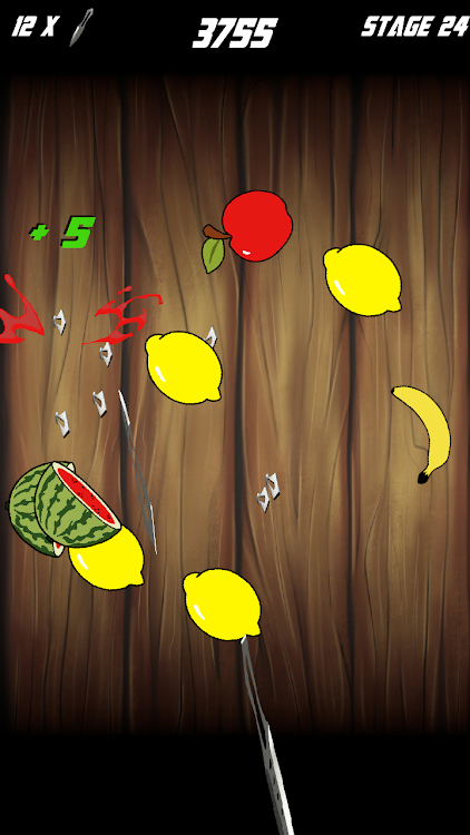 #6. Knife Hit Fruit Blade Storm (Android) By: Alchemist Studio