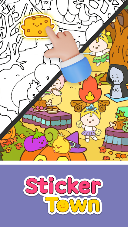 #4. Sticker Town Puzzle:Color Book (Android) By: ACTIONFIT