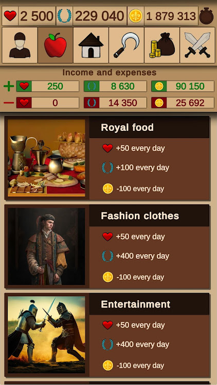 #3. Medieval simulator (Android) By: Gipnoz