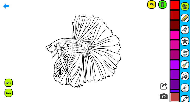 #8. Betta Fish Coloring Pages (Android) By: Coloring book Games