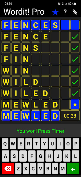 #3. Wordit! Pro - unique word game (Android) By: KubiKDB