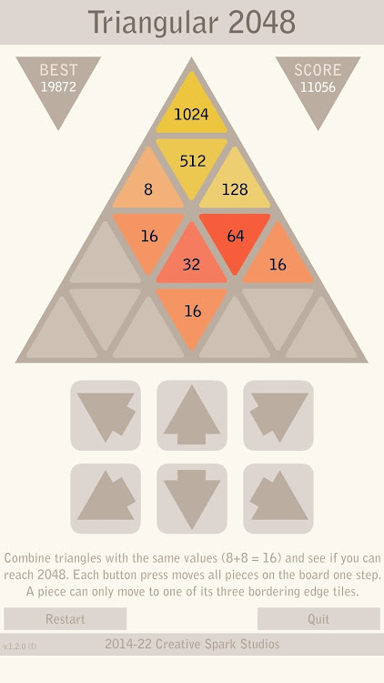 #6. Triangular 2048 - Logic Puzzle (Android) By: Creative Spark Studios