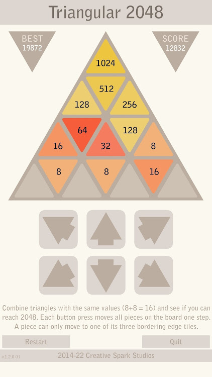 #7. Triangular 2048 - Logic Puzzle (Android) By: Creative Spark Studios