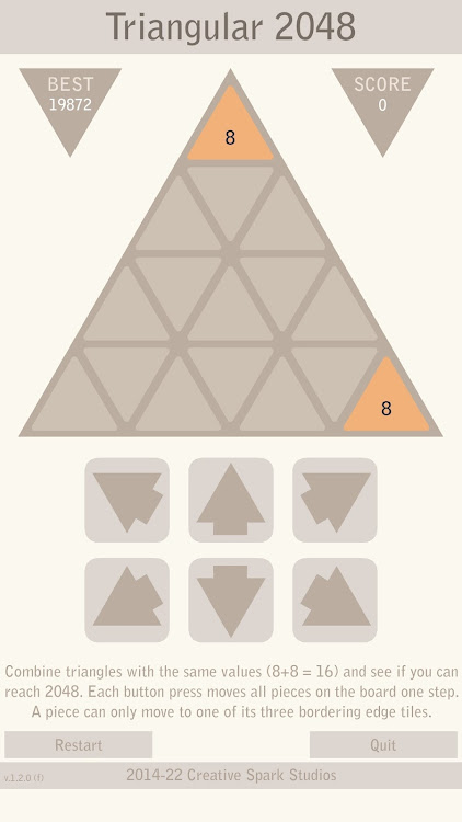 #9. Triangular 2048 - Logic Puzzle (Android) By: Creative Spark Studios