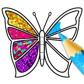 Glitter Butterfly Coloring - L