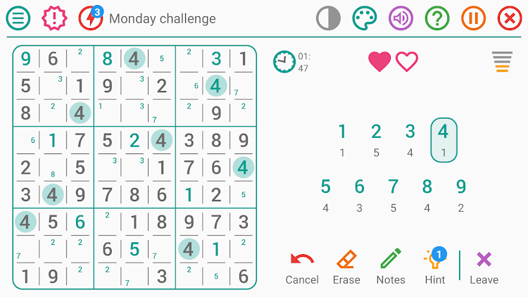 #6. Sudoku - Classic Puzzle Game (Android) By: LEZIGAME