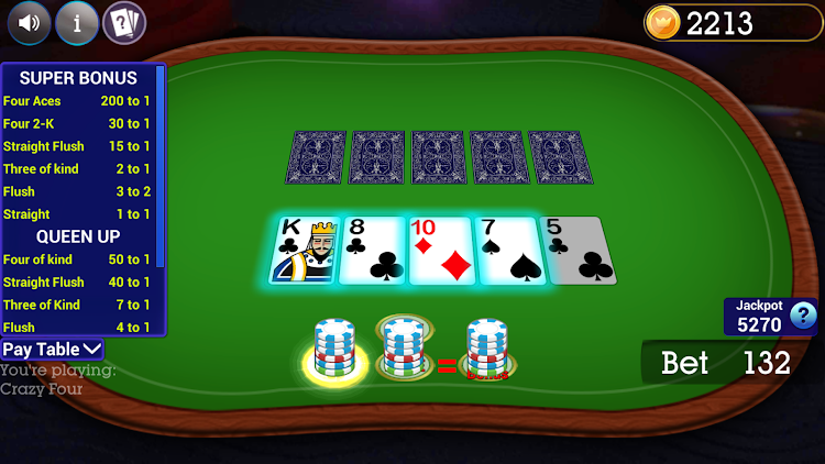 #3. Crazy Four Poker (Android) By: Blue Wind Studio