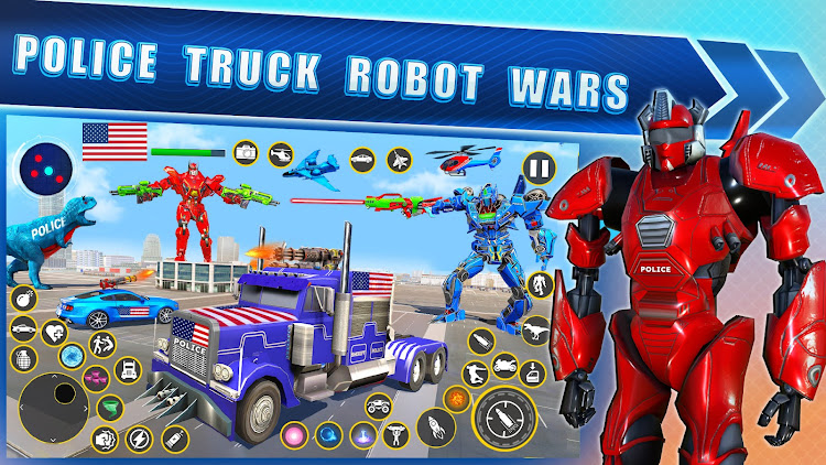 #5. Police Truck Robot Transform (Android) By: Go Jins - Robot Games and Shooting Games