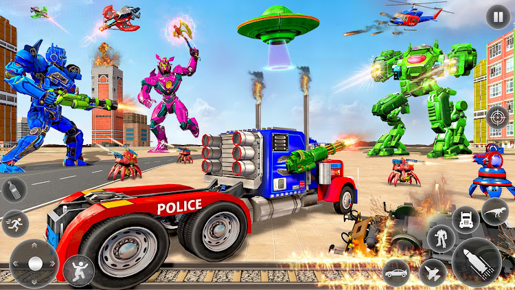 #10. Police Truck Robot Transform (Android) By: Go Jins - Robot Games and Shooting Games