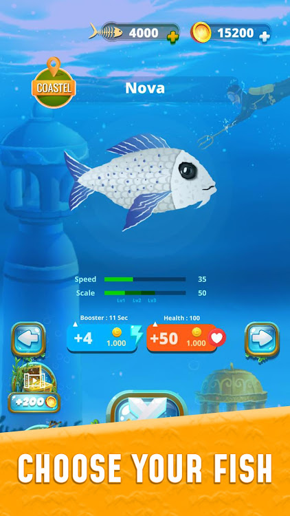 #3. Grow Fish.io : Fish Hunter (Android) By: Pelit Games66