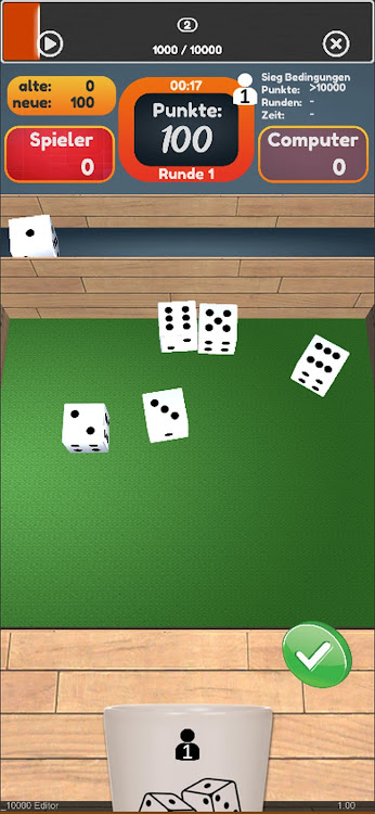 #4. 10000 Dice Farkle King 3D (Android) By: Little Panda Games