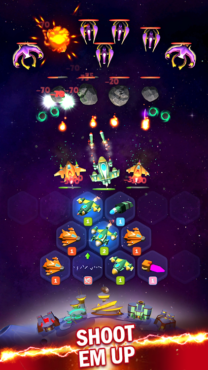 #5. SpaceShips: Merge Shooter TD (Android) By: First Martian Studio