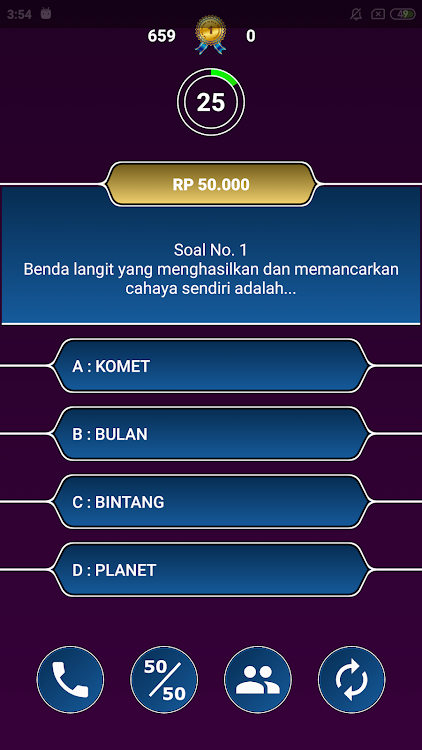 #4. Kuis Millionaire Indonesia (Android) By: Strukturkode Studio