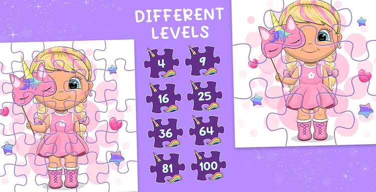 #3. Unicorn puzzles (Android) By: Girls Photo Editor