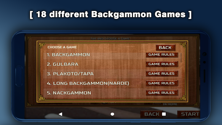 #2. Backgammon Games : 18 (Android) By: BP Board Games