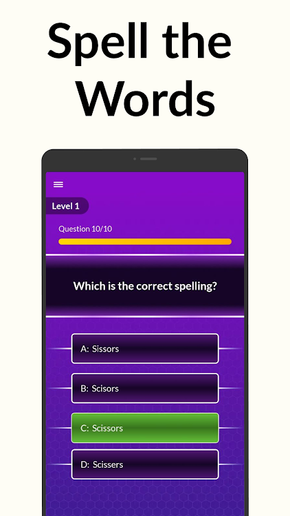 #2. Spelling Bee: Spelling Quiz (Android) By: Happy-verse