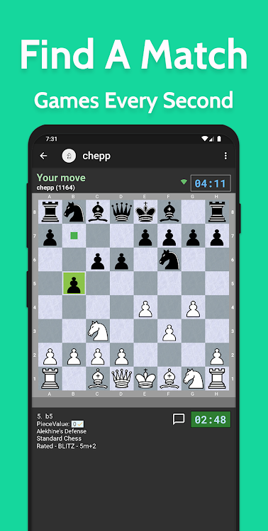 #3. Chess Time Live - Online Chess (Android) By: Haptic Apps, LLC