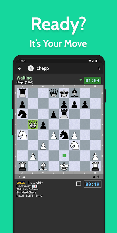 #5. Chess Time Live - Online Chess (Android) By: Haptic Apps, LLC