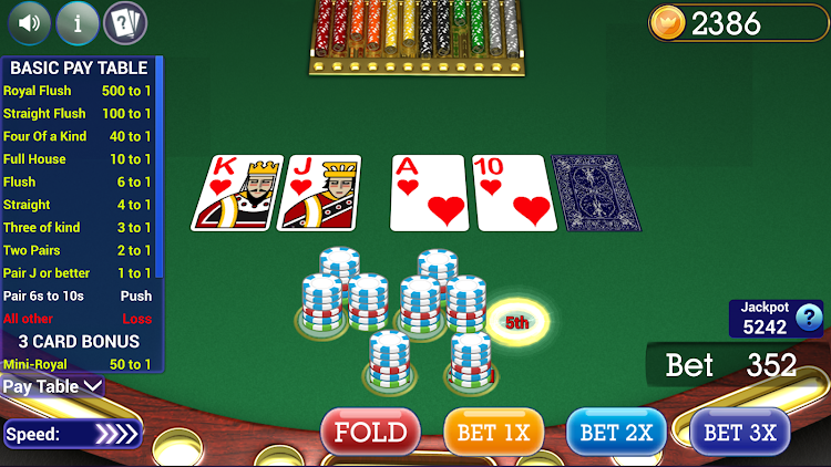 #5. Mississippi Stud Poker (Android) By: Blue Wind Studio