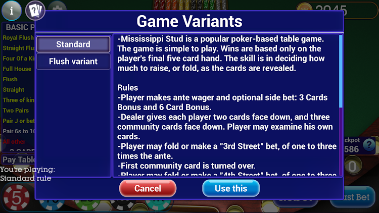 #10. Mississippi Stud Poker (Android) By: Blue Wind Studio