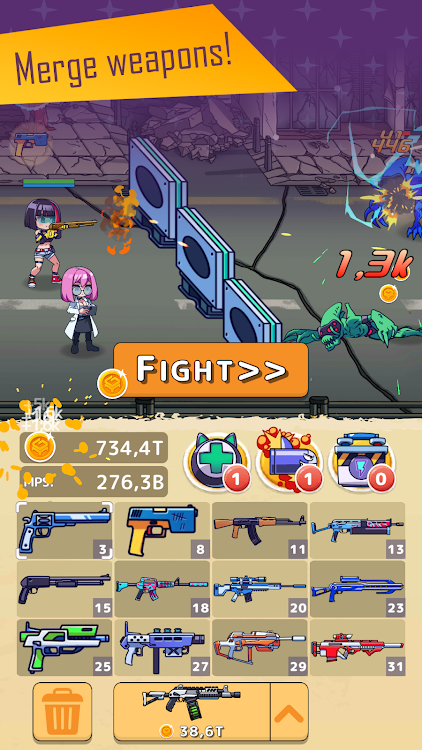 #2. Kawaii Guns: Merge & Shoot (Android) By: Topchan Games