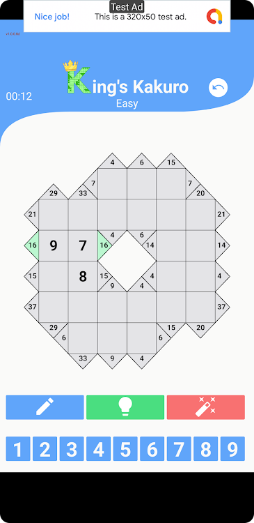 #3. King's Kakuro (Android) By: Vertelman IT