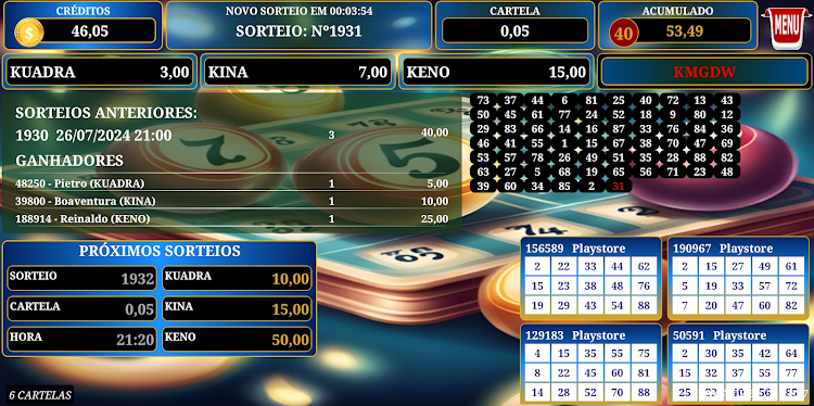 #1. Bingo 5 Centavos (Android) By: Entretenimento Apps Alfa