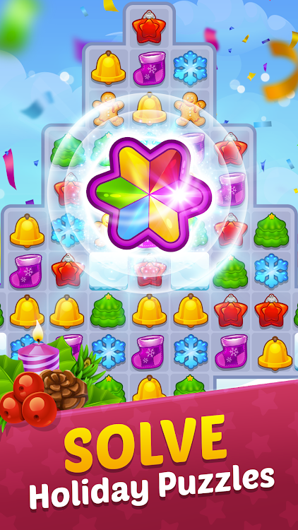 #1. Christmas Match 3 Candy Games (Android) By: Skill Games - Popular Offline Match 3 Games